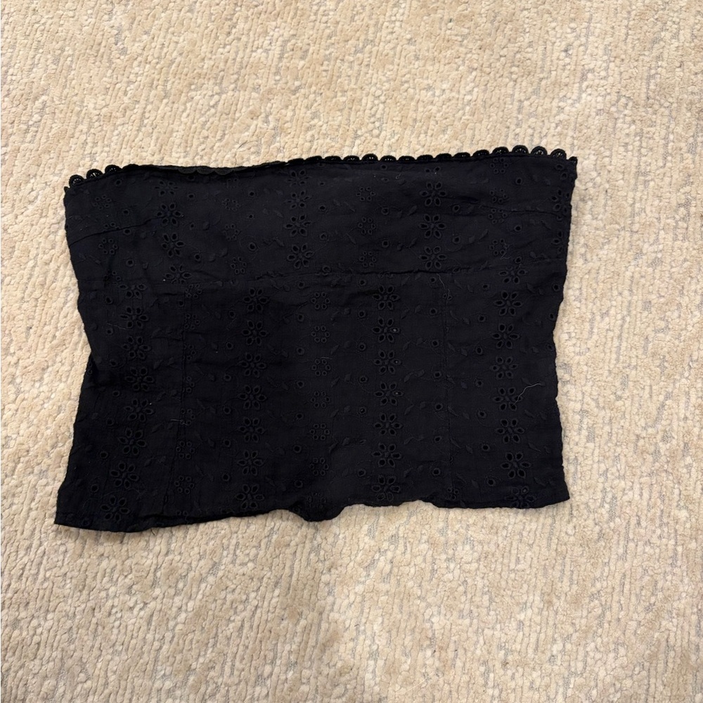 Amazon Black Eyelet Crop Top